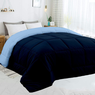 Bhumi Impex Solid Double Comforter for  Mild Winter(Microfiber, Light Blue and Navy Blue)