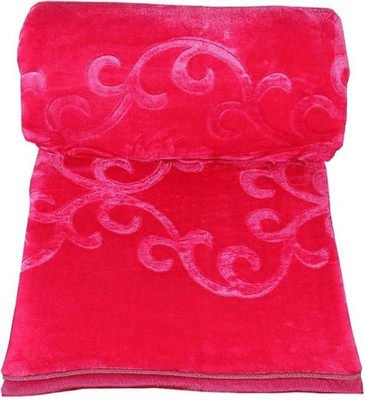 MFI Self Design Single Mink Blanket for  Heavy Winter(Woollen Blend, Pink)
