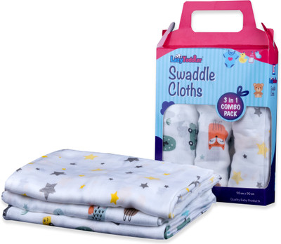 LazyToddler Geometric Single Swaddling Baby Blanket for  Mild Winter(Muslin, White)