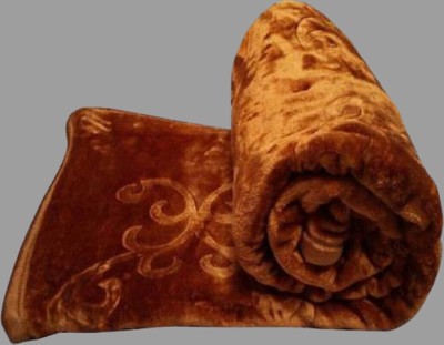 Convalexa Floral Single Mink Blanket for  Heavy Winter(Fur, Golden)