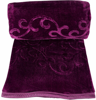 SHOORAAY Self Design Single Mink Blanket for  Heavy Winter(Woollen Blend, Wine)
