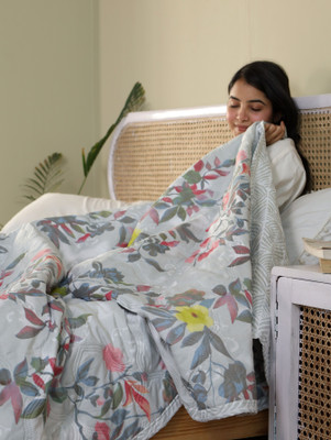 GKM Printed Double Comforter for  AC Room(Cotton, Grey, Pink)