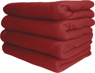 HOMIEE Solid Single Fleece Blanket for  AC Room(Polyester, 4 Red)