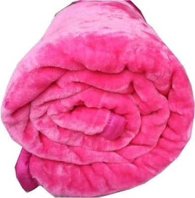 TAYCORELIVING Solid Single Mink Blanket for  AC Room(Microfiber, Pink)