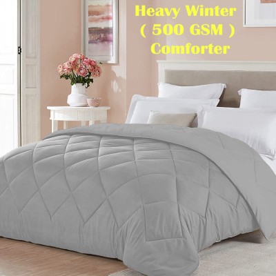 Linenovation Solid Single Comforter for  Mild Winter(Poly Cotton, Grey)