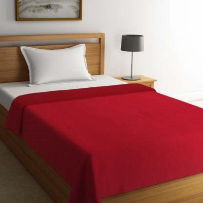 n g products Solid Single Fleece Blanket for  Mild Winter(Polyester, Red)