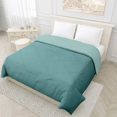 STEVE Solid Single Comforter for  Mild Winter(Microfiber, Teal Green-Aqua)