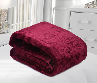 SPANGLE Self Design Double AC Blanket for  AC Room(Microfiber, Wine)