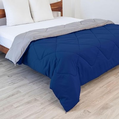 Oxinexx Solid Single Comforter for  Mild Winter(Poly Cotton, Blue & Grey)