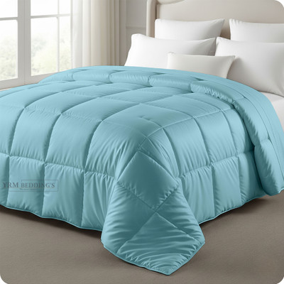MeckHome Culture Solid Double Comforter for  Mild Winter(Silk, Light Blue)