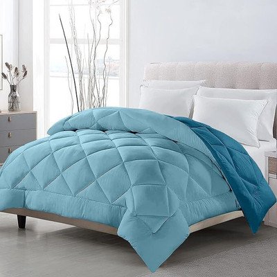 JP SHINE Solid Single Comforter for  Heavy Winter(Poly Cotton, PB&SKY)
