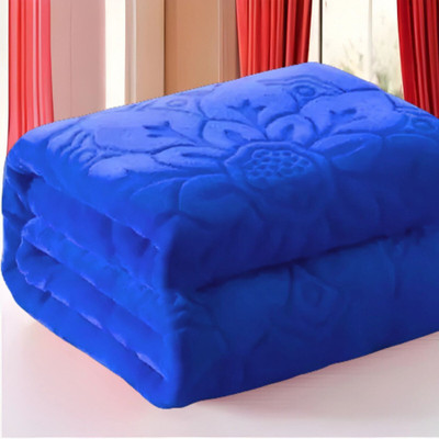 Mayk Solid Double Mink Blanket for  AC Room(Microfiber, Blue)