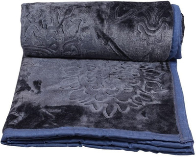 YATI GALLERIES Floral Double Mink Blanket for  AC Room(Microfiber, Grey)