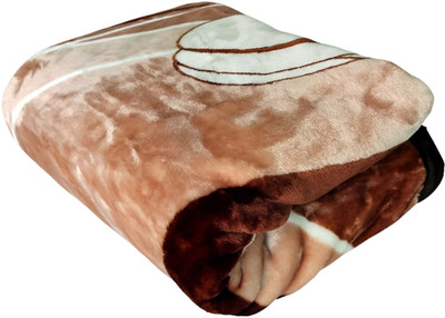 WARMZY Floral Single Mink Blanket for  Heavy Winter(Polyester, brw cott flr)