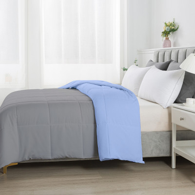 Razzai Solid Single Comforter for  AC Room(Microfiber, Sky Blue, Silver)