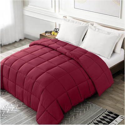 glaxy Solid Double Comforter for  Heavy Winter(Cotton, Red)
