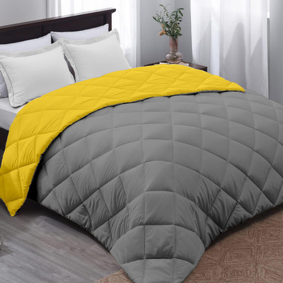 AYKA Geometric Single Comforter for  AC Room(Microfiber, Yellow, Grey)