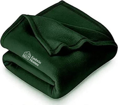 EMBRIO HOMES Solid Single Fleece Blanket for  Mild Winter(Polyester, Green)