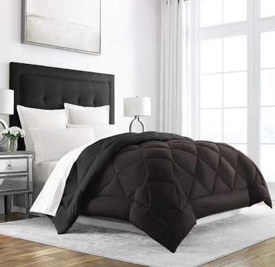 Texlux Geometric Double Comforter for  Heavy Winter(Polyester, Black : Brown)
