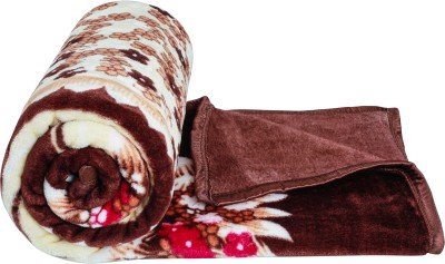 BSB HOME Floral Single Mink Blanket for  Heavy Winter(Polyester, Coffee, Beige, Red)