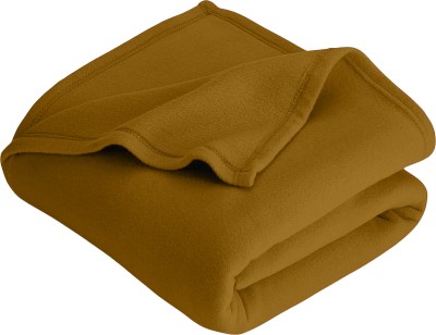 HOMIEE Solid Double Fleece Blanket for  AC Room(Polyester, Camel)