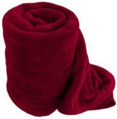 ACZO FEEL Self Design Double Mink Blanket for  Mild Winter(Microfiber, Maroon)