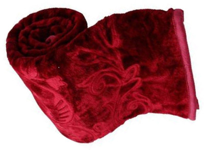 GKM Floral Double Mink Blanket for  Heavy Winter(Polyester, Maroon)