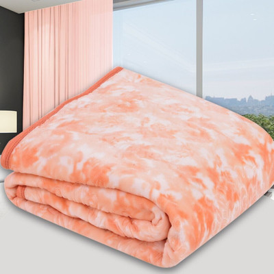 SPANGLE Printed King Mink Blanket for  Heavy Winter(Microfiber, Orange, Peach)