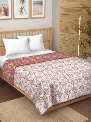 SOFTDREAMS Printed, Floral Single Dohar for  AC Room(Cotton, Orangey Red & White)