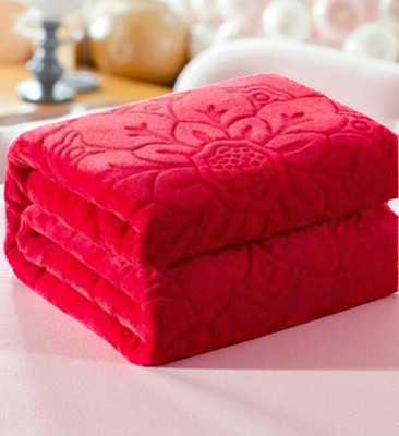 Swikon star Floral Double Mink Blanket for  Heavy Winter(Polyester, Red)