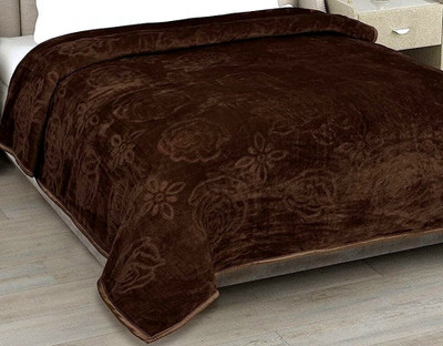 KIXTA Self Design Double Mink Blanket for  Heavy Winter(Microfiber, Brown)