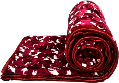 SPANGLE Printed Double Mink Blanket for  Heavy Winter(Microfiber, Maroon)
