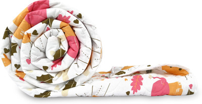 Divine Casa Printed Single Comforter for  Mild Winter(Cotton, White)