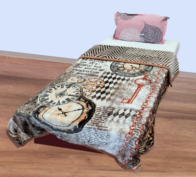 WARMZY Floral Single Weighted Blanket for  Heavy Winter(Polyester, Brown Numeric)