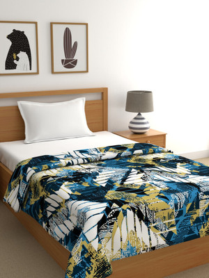 Raymond Home Abstract Single Mink Blanket for  Heavy Winter(Polyester, Blue)