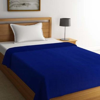 n g products Solid Single Fleece Blanket for  Mild Winter(Polyester, Blue)