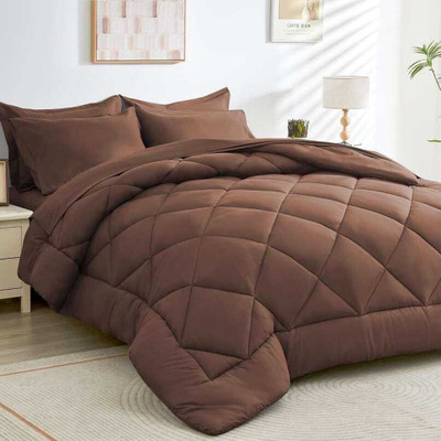 Relaxfeel Solid Single Quilt for  Heavy Winter(Polyester, Brown)