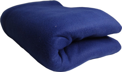 HOMIEE Solid Double Fleece Blanket for  Heavy Winter(Polyester, Blue)
