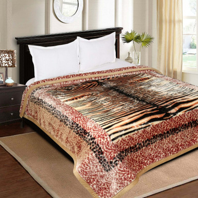 Signature Floral Double Mink Blanket for  Heavy Winter(Microfiber, TIGER)
