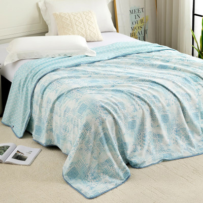 Story@home Printed Single AC Blanket for  AC Room(Cotton, Sea Blue, White)