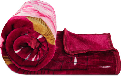 Flipkart SmartBuy Printed Double Mink Blanket for  Heavy Winter(Polyester, Maroon & Pink & Multi6)