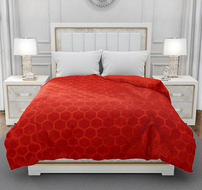 Shivam impex Floral Double Mink Blanket for  Heavy Winter(Woollen Blend, Red)