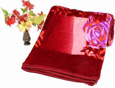 DORISTYLE Self Design Double Mink Blanket for  Heavy Winter(Microfiber, RedFlower)