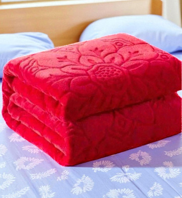 Swikon star Floral Double Mink Blanket for  Heavy Winter(Polyester, Red)
