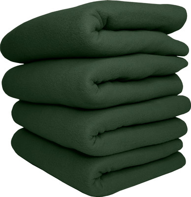 HOMIEE Solid Double Fleece Blanket for  Heavy Winter(Polyester, 4 Green)