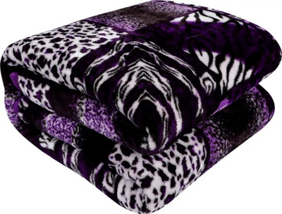 ARIVETS Printed Double Mink Blanket for  Heavy Winter(Woollen Blend, Purple)