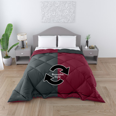 TUNDWAL'S Solid Single Comforter for  Heavy Winter(Microfiber, maroon grey)