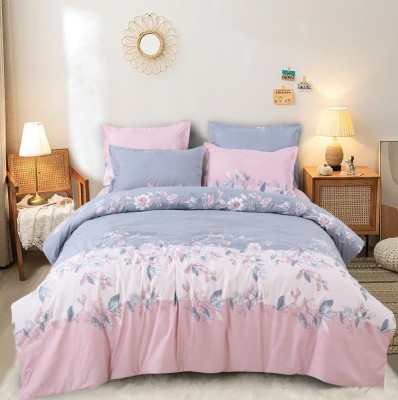 Laying Style Floral Double Comforter for  AC Room(Microfiber, Comforter Size 90 x 100 Inch Bedsheet 90x100 Inch) 2 Pillow Covers(18x27 Inch)-1)