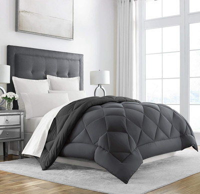 Texlux Geometric Single Comforter for  Heavy Winter(Polyester, Black : Grey)