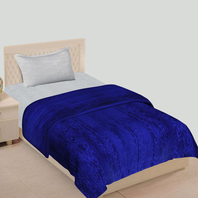 SPANGLE Solid Single AC Blanket for  AC Room(Microfiber, Blue)